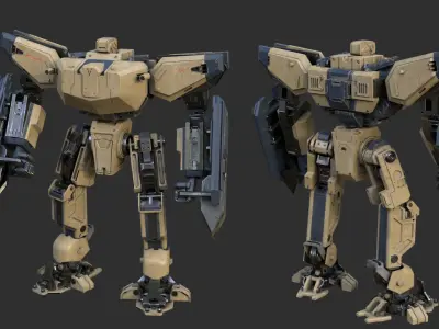 Robotic Mech  Low-poly 3D model