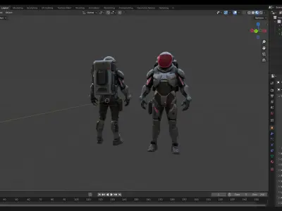  Futuristic Space Explorer game ready  character Low-poly 3D model