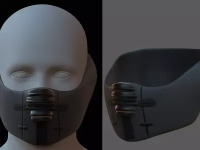 Gas mask helmet 3d model scifi Low-poly  Low-poly 3D model