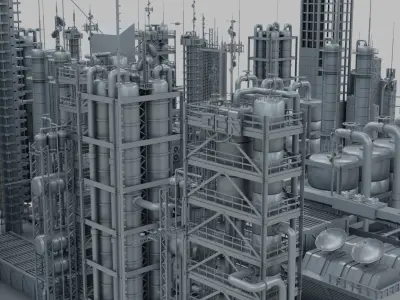 Sci-Fi Industrial Base 3D model