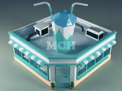 Coffee Shop Low-poly 3D model