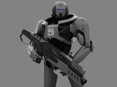 Android Soldier rigged character 3D model