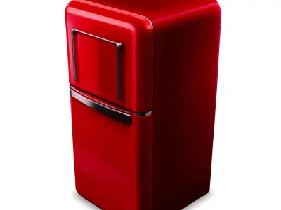 Retro Red Refrigerator 3D Model 3D model