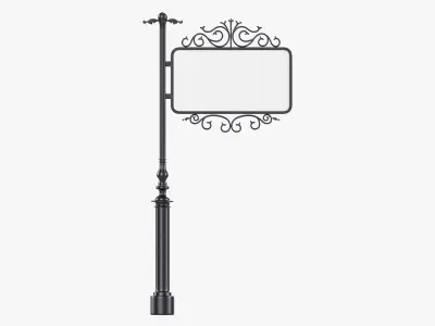 Forged column with hanging sign 03 3D model