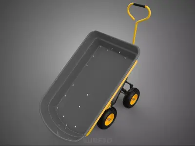 TILTED PLASTIC PP BED DECK TUB GARDEN CART TROLLEY WAGON TRAILER 3D model