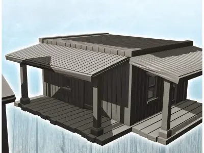 Set of three wooden western buildings 25 - Cowboy USA America AC 3D print model