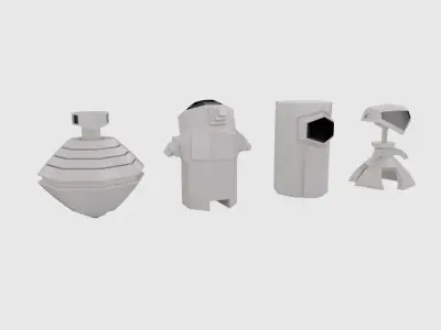 Robots set of Low-poly 3D model