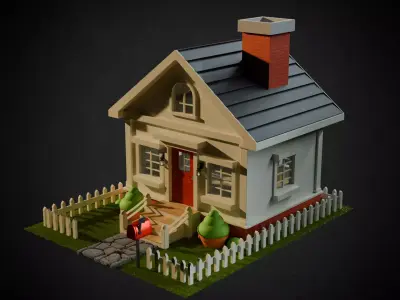 Wooden House Low-poly 3D model