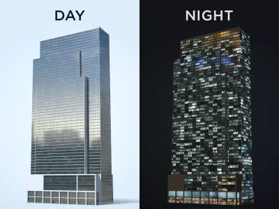 Office Building Day and Night Low-poly 3D model