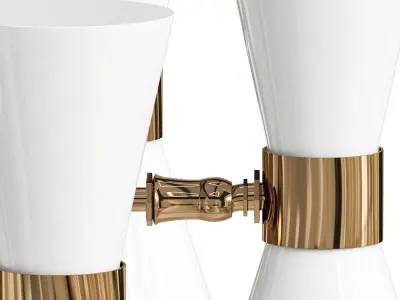 Ceiling chandelier with rotating shades 6 shades White 3D model