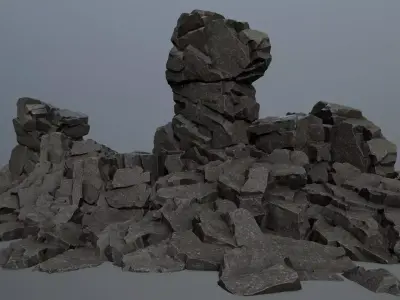 Stone rock Low-poly 3D model 3
