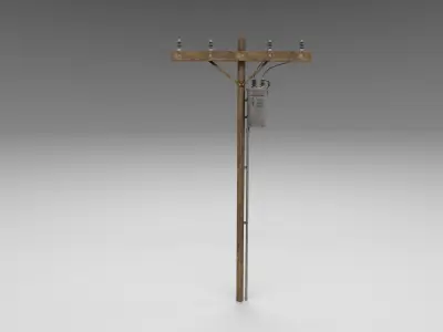 Electric pole Low-poly 3D model