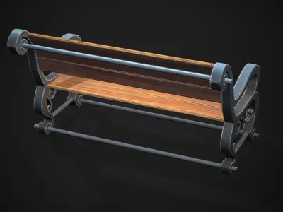 stylized bench Low-poly 3D model