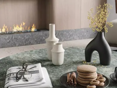 Modern Living Dining Room 3D Model 3D model