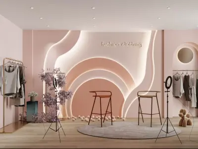 Live Clothing Store - 3D Broadcast Studio - E-commerce Showroom Low-poly 3D model