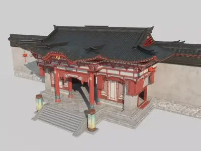 Second Gatehouse of Ancient Asian Architecture 3D model
