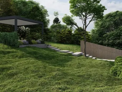 3D Exterior Scene 3D model design garden and landscape 3D 3D model