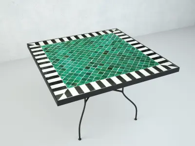 Square Mosaic Dining Table 2 3D model