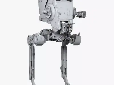 RIGGED Star Wars at st walker with walk cycle  3D model