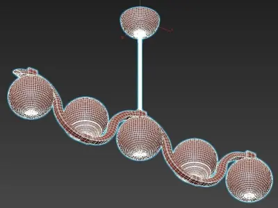 REEDWAY four light chandelier with glass globes 3D model