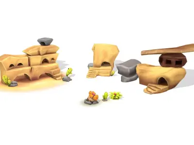 Stylized Rock Pack Low-poly 3D model