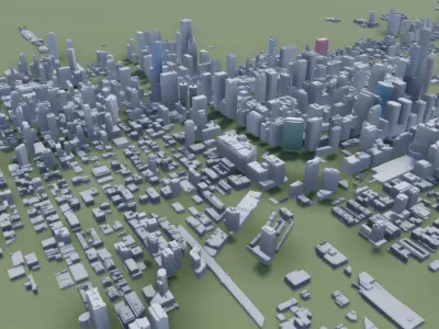 Chicago city lowpoly blocks kit 3D model