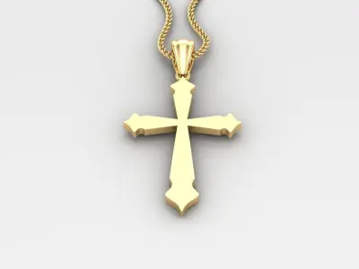 Light Gold 18K Cross Pendant 2CP012 3D print model