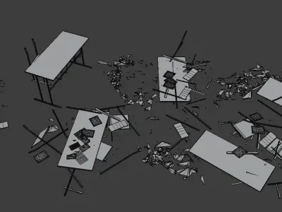 Abandoned School Elements Low-poly 3D model