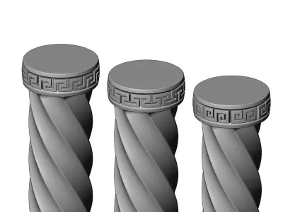Twisted greek key model making miniature pillar columns 3D print model