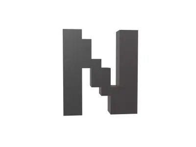 Pixel Font N v1 001 Low-poly 3D model