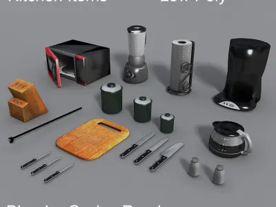 Kitchen Items Low-poly 3D model