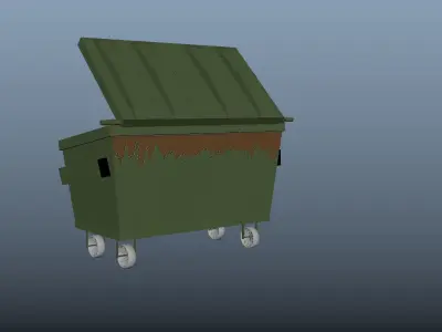Low poly dumpster trash can on wheels Free low-poly 3D model