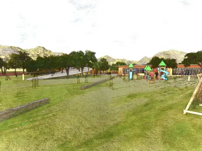 Kindergarten - Exterior - Circular Model - Architectural Scene  Low-poly 3D model