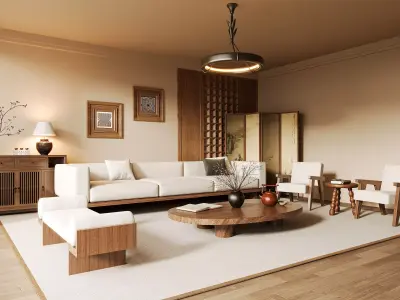 Modern living room 3D model 3D model