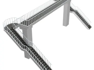 Footbridge bridge with stairs leading up to it 3D model