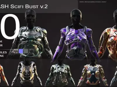 20 Scifi Busts with Textures Ready for Games and 3D Softwares Low-poly 3D model