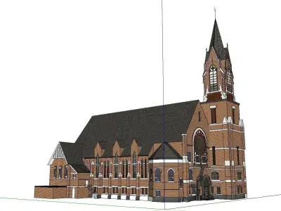 Architecture-Religion-God-Culture-Temple-085 church with steeple 3D model