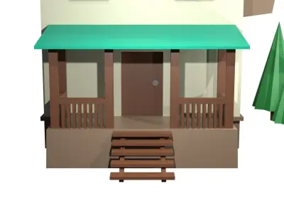 House 3D Model 2 Floors Low-poly 3D model
