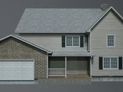 Realistic House 3D game model Unity Low-poly 3D model