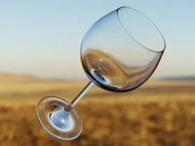 Photorealistic Wine Glass - High Quality Low Poly 3D Model Low-poly 3D model
