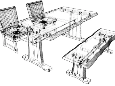 Dining set 4 seat 3D model