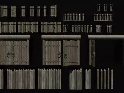 village fences Low-poly 3D model