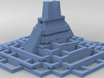 Aztec Ritual Maze With Pyramid 3D model