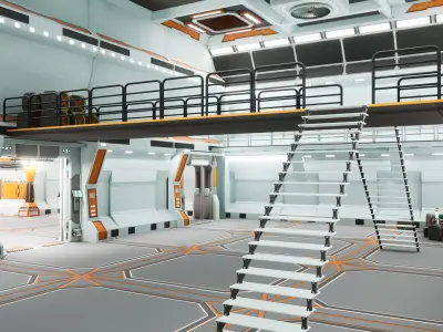 SciFi Modular Level Low-poly 3D model