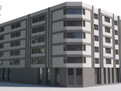 Modern Apartment Building Set01 3D model