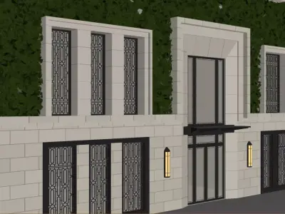 Facade with ivy 3D model
