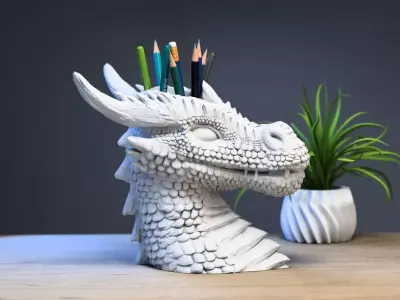 dragon pen holder Cyborg dragon pen holder 3D print model