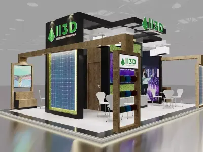 Exhibition Stand Stall Four Side Open 8X9 3D model