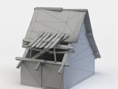 Damaged third floor Low-poly 3D model