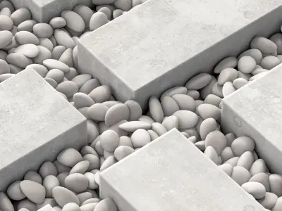 Paving long tile pebble low oval n7 3D model